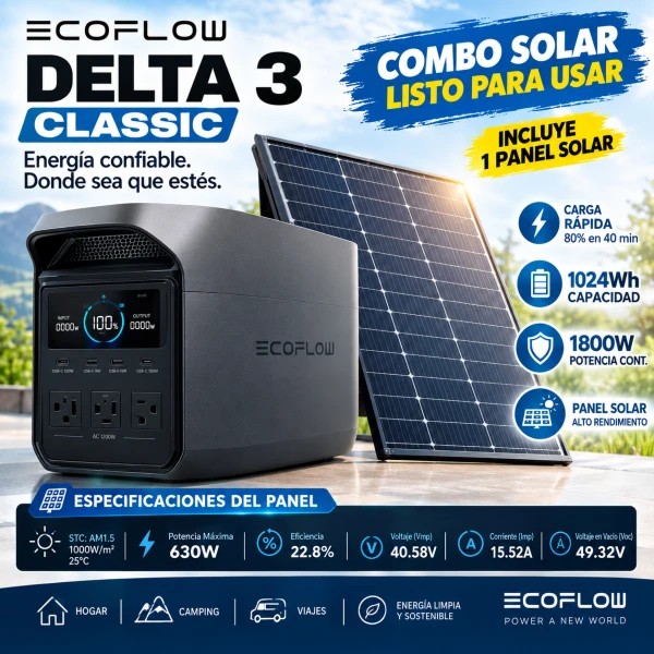 EcoFlow DELTA 3 Classic + Panel Solar 630W's foto | TorkE |  BizneCubano